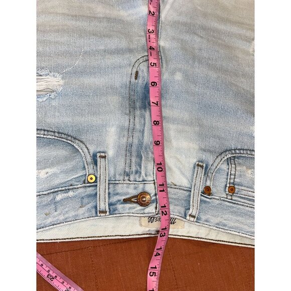 Madewell Womens High-Rise Distressed Denim Shorts Light Wash Frayed Hem Size 28 - Picture 5 of 8